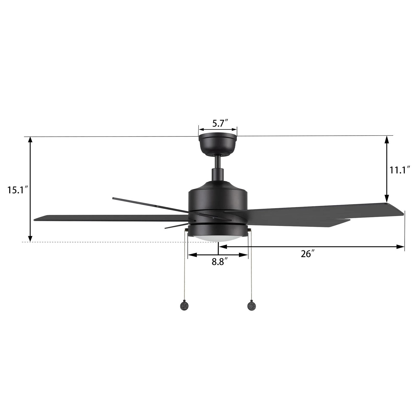 Carro Ascott 52in 5-Blade Ceiling Fan | Modern Black Finish and Plywood Blades | Living Room & Bedroom | 52 x 52 x 15.1 in | Model CFP525E5-L11-B2-1