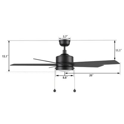 Carro Ascott 52in 5-Blade Ceiling Fan | Modern Black Finish and Plywood Blades | Living Room & Bedroom | 52 x 52 x 15.1 in | Model CFP525E5-L11-B2-1