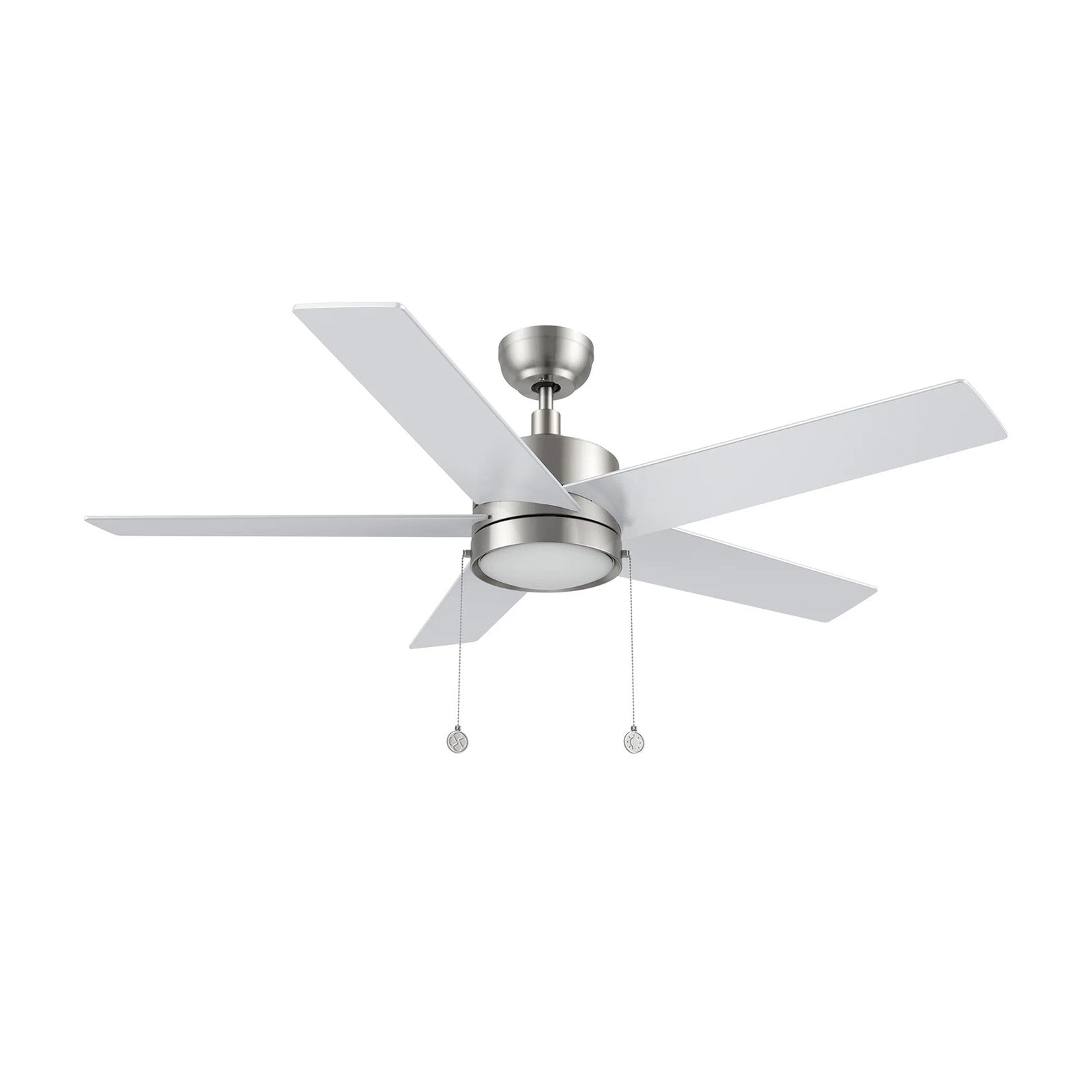 Carro Ascott 52in 5-Blade Ceiling Fan | Modern Brushed Nickel Silver Finish and Plywood Blades | Living Room & Bedroom | 52 x 52 | Model CFP525E5-L11-SJ-1