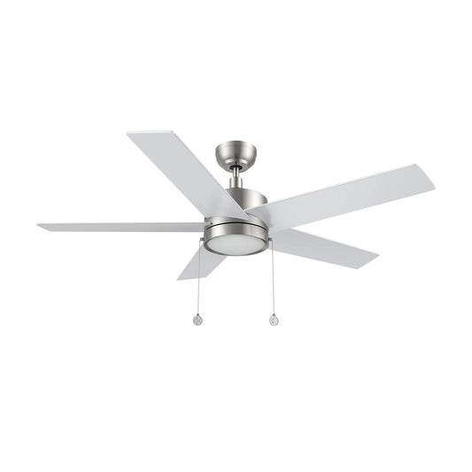 Carro Ascott 52in 5-Blade Ceiling Fan | Modern Brushed Nickel Silver Finish and Plywood Blades | Living Room & Bedroom | 52 x 52 | Model CFP525E5-L11-SJ-1