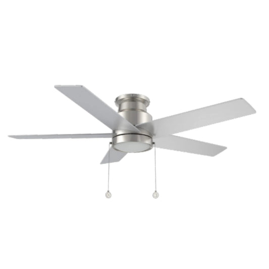 Carro Ascott 52in Flush Mount Ceiling Fan | Modern Brushed Nickel Finish and Plywood Blades | Living Room & Bedroom | 52 x 52 | Model CFP525E5-L11-SJ-1-FM