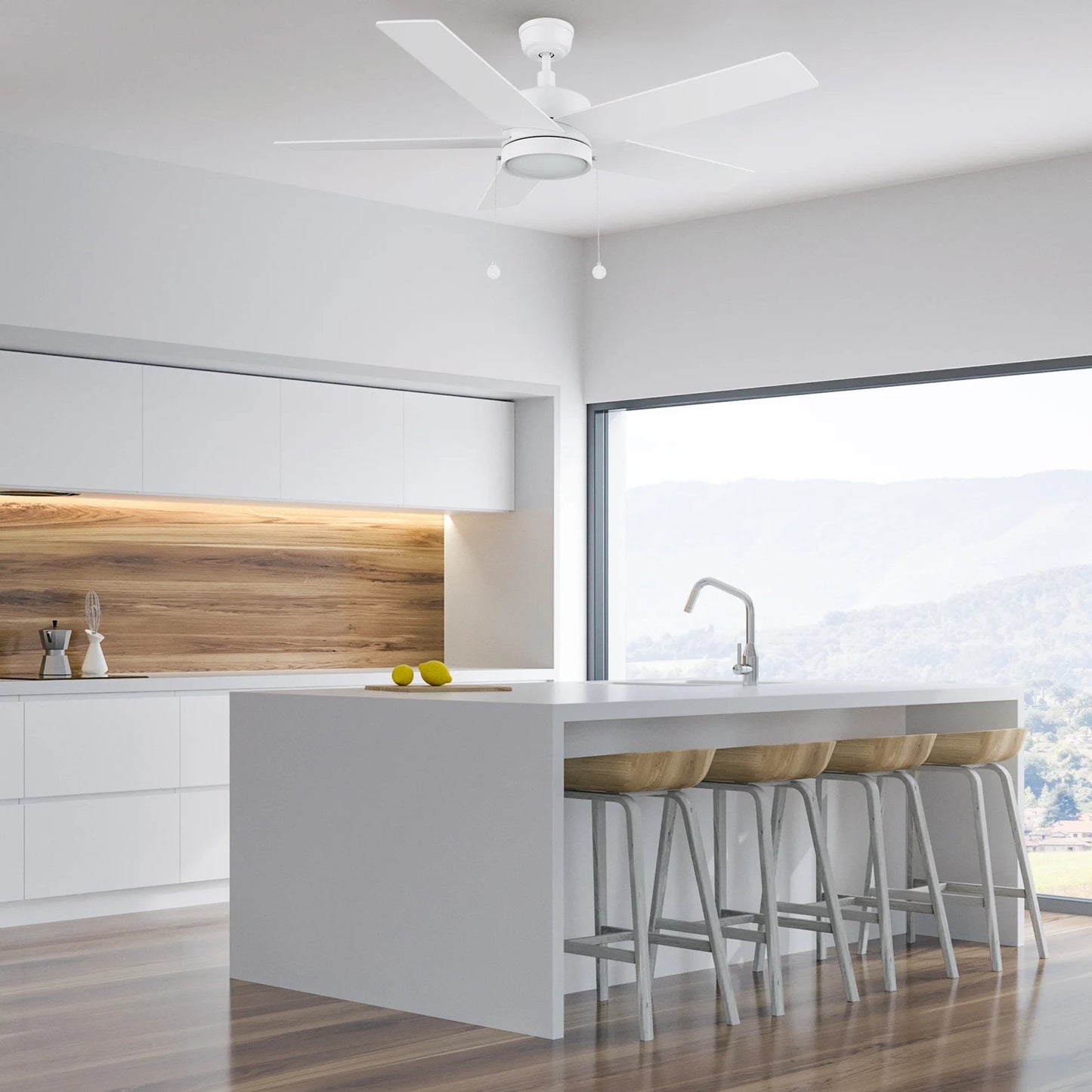 Carro Ascott 52in 5-Blade Ceiling Fan | White Plywood Blades and Integrated LED | Living Room & Bedroom | 52 x 52 x 15 in | Model CFP525E5-L11-W1-1