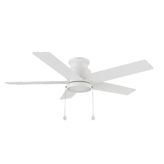Carro Ascott 52in 5-Blade Flush Mount Ceiling Fan | White Plywood Blades and Integrated LED | Low Ceiling Bedroom & Living | Model CFP525E5-L11-W1-1-FM