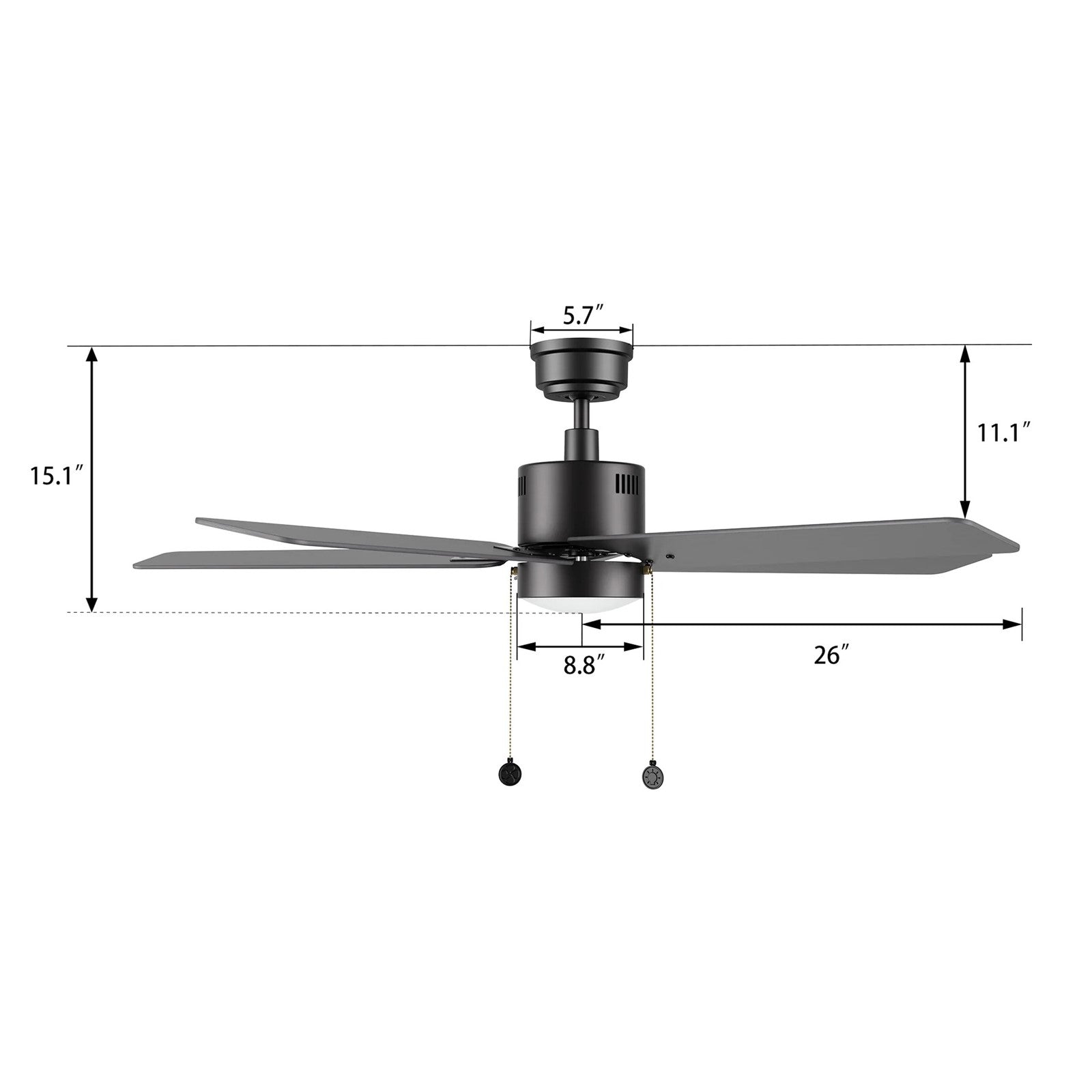 Carro Apex 52in 5-Blade Ceiling Fan | Black Plywood Blades and Integrated LED | Living Room & Bedroom | 52 x 52 x 14 in | Model CFP525E5-L21-B2-1