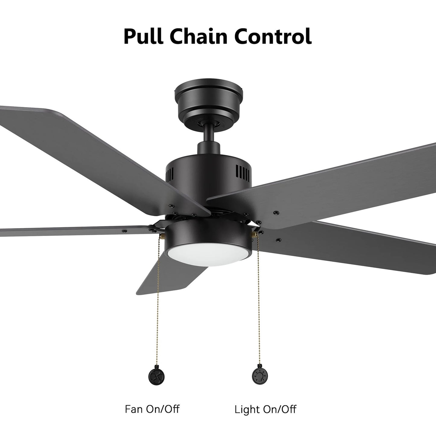 Carro Apex 52in 5-Blade Ceiling Fan | Black Plywood Blades and Integrated LED | Living Room & Bedroom | 52 x 52 x 14 in | Model CFP525E5-L21-B2-1