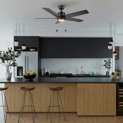 Carro Apex 52in 5-Blade Ceiling Fan | Brushed Nickel Plywood Blades and Integrated LED | Living Room & Bedroom | 52 x 52 x 14 in | Model CFP525E5-L21-SJ-1