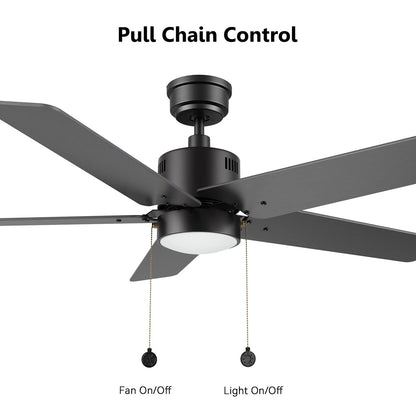 Carro Apex 52in 5-Blade Ceiling Fan with LED Light | Modern White Plywood Blades | Living Room & Bedroom | 52 x 52 x 14.2 in | Model CFP525E5-L21-W1-1