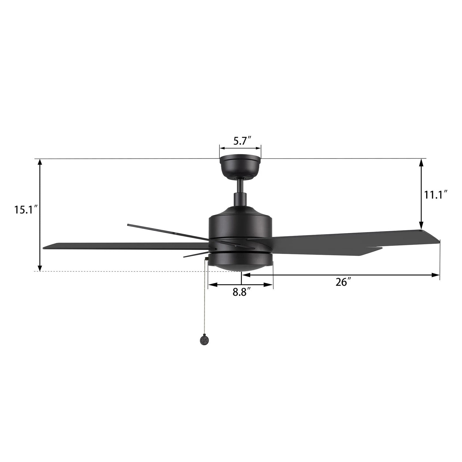 Carro Ascott 52in 5-Blade Ceiling Fan | Modern Black Plywood Blades | Living Room & Bedroom | 52 x 52 x 15.1 in | Model CFP525E5-N10-B2-1
