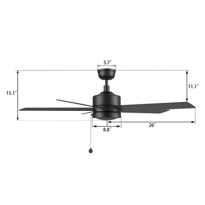 Carro Ascott 52in 5-Blade Ceiling Fan | Modern Black Plywood Blades | Living Room & Bedroom | 52 x 52 x 15.1 in | Model CFP525E5-N10-B2-1