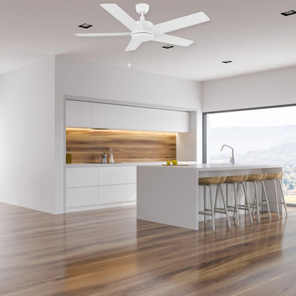 Carro Ascott 52in 5-Blade Ceiling Fan | Modern White Plywood Blades | Living Room & Bedroom | 52 x 52 x 15.1 in | Model CFP525E5-N10-W1-1