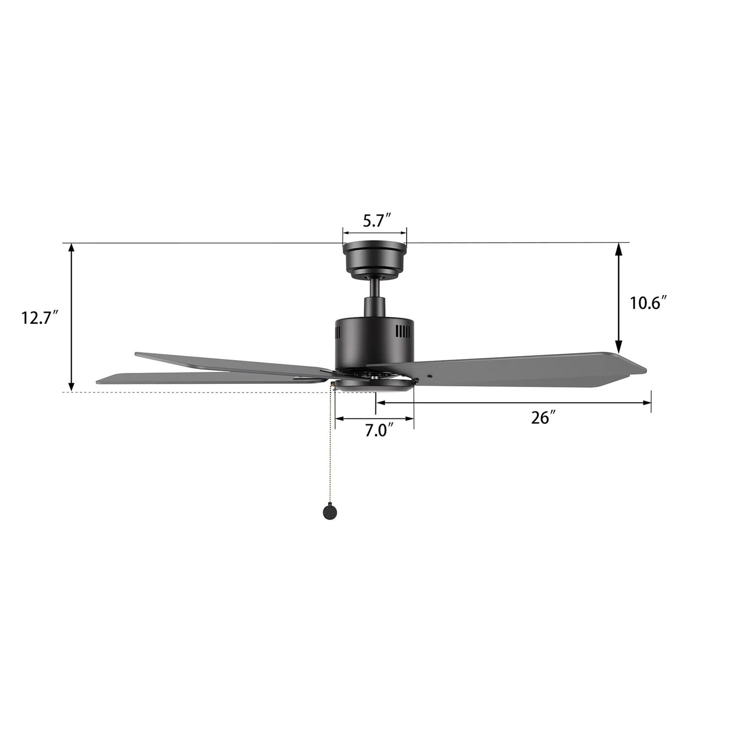 Carro Apex 52in 5-Blade Ceiling Fan | Modern Black Plywood Blades | Living Room & Bedroom | 52 x 52 x 12.7 in | Model CFP525E5-N20-B2-1