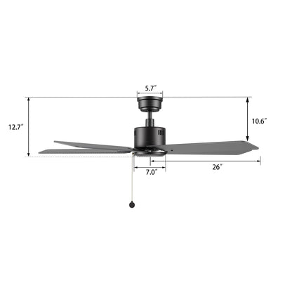 Carro Apex 52in 5-Blade Ceiling Fan | Modern Black Plywood Blades | Living Room & Bedroom | 52 x 52 x 12.7 in | Model CFP525E5-N20-B2-1