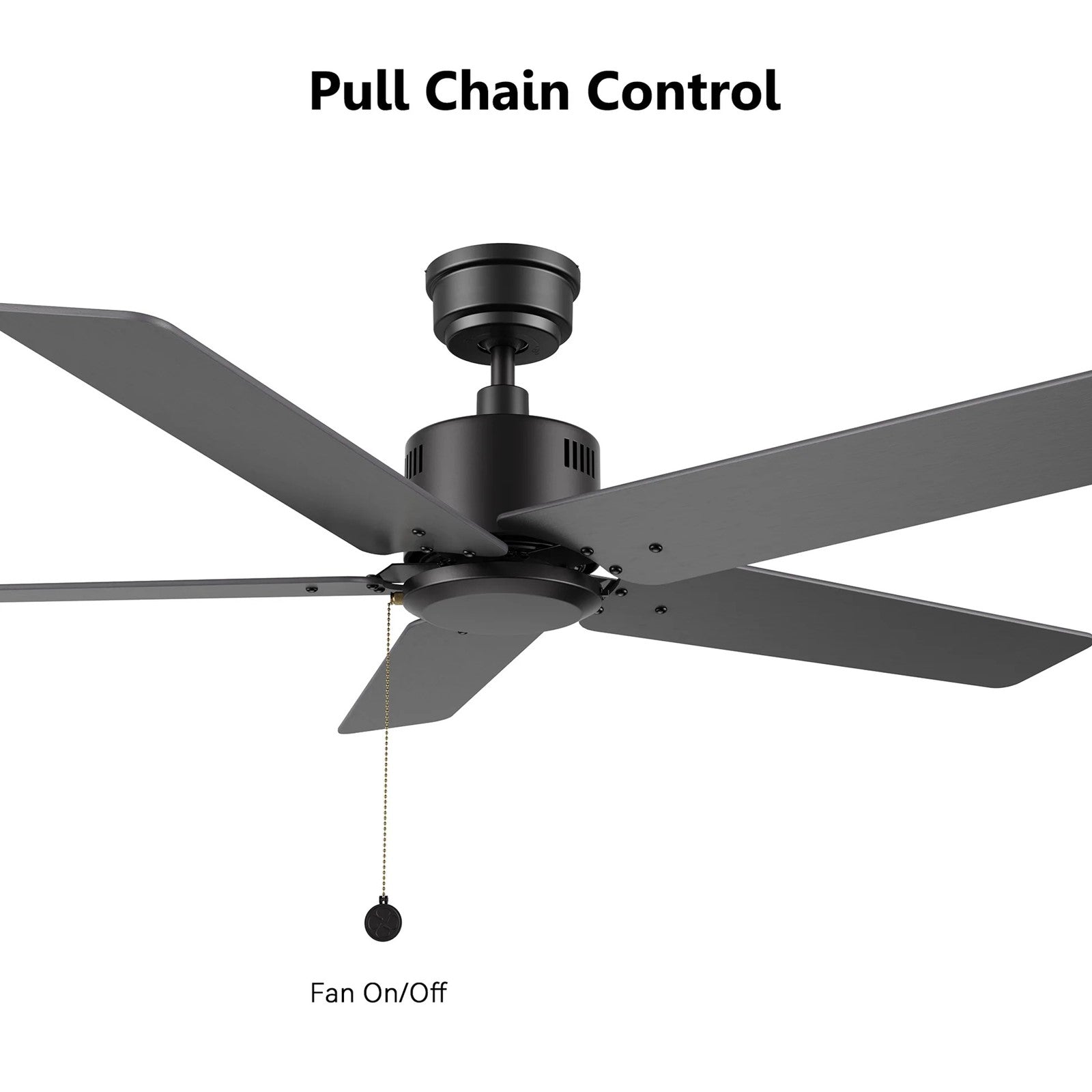 Carro Apex 52in 5-Blade Ceiling Fan | Modern Black Plywood Blades | Living Room & Bedroom | 52 x 52 x 12.7 in | Model CFP525E5-N20-B2-1