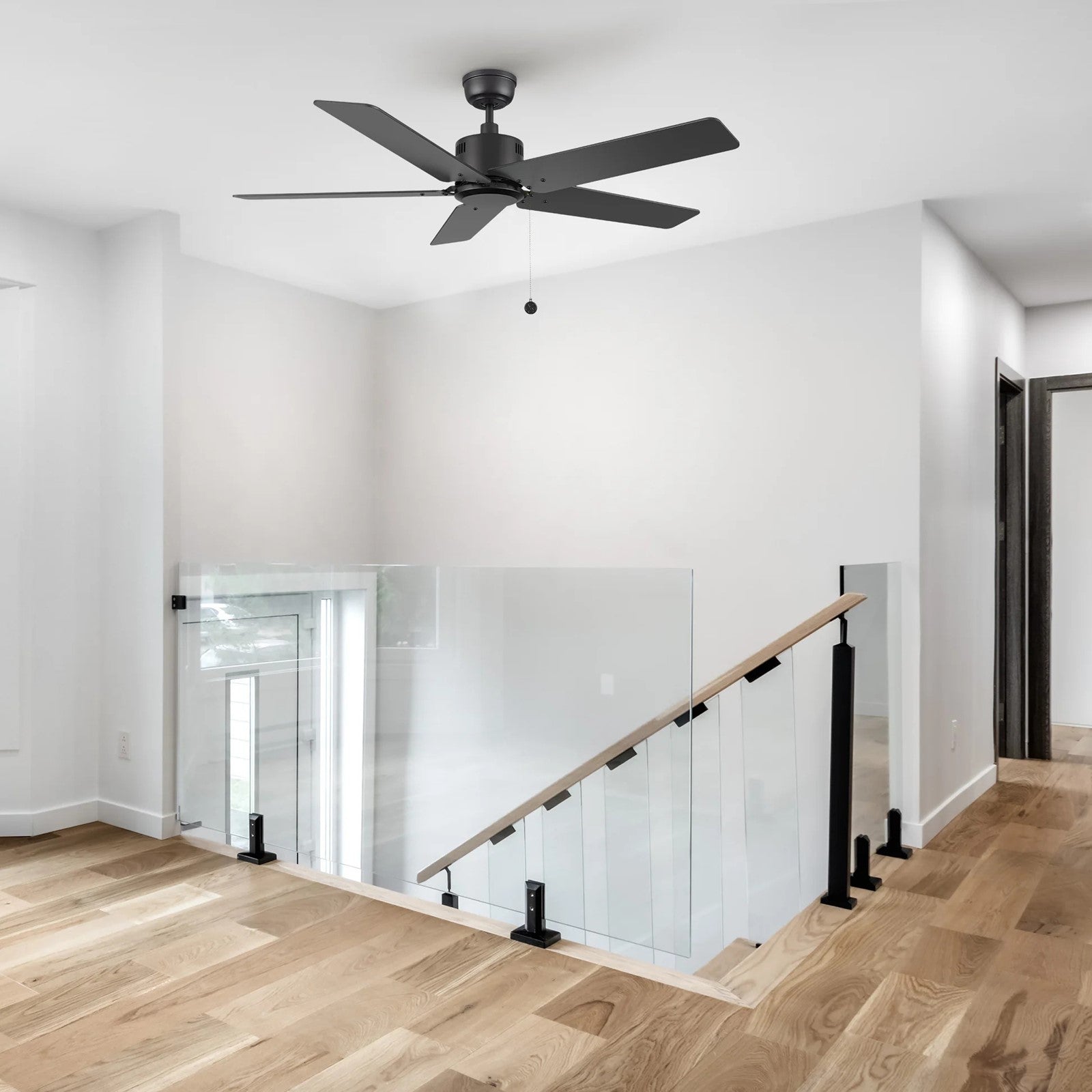 Carro Apex 52in 5-Blade Ceiling Fan | Modern Black Plywood Blades | Living Room & Bedroom | 52 x 52 x 12.7 in | Model CFP525E5-N20-B2-1