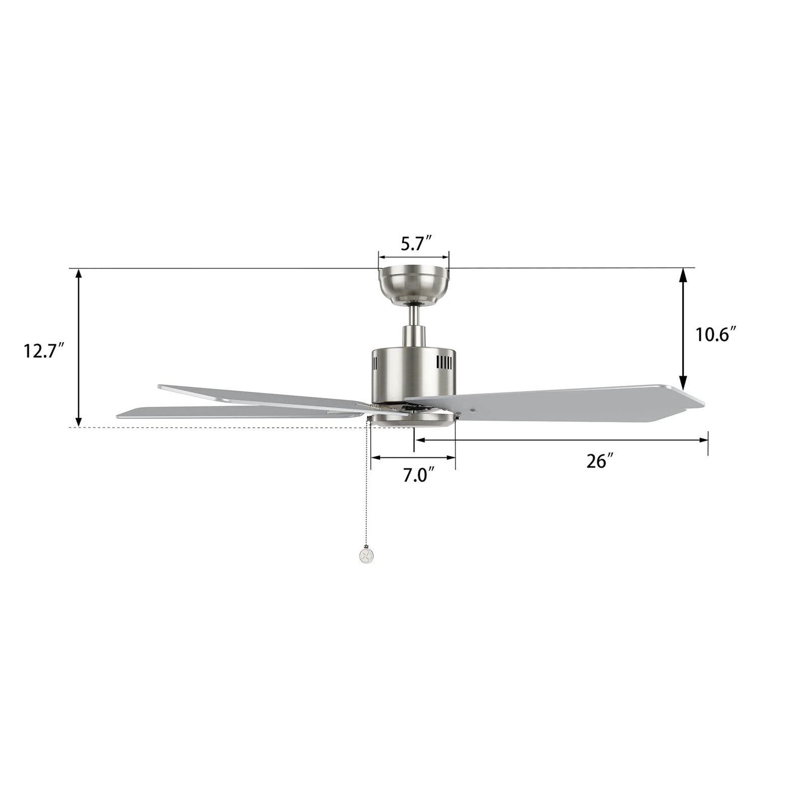 Carro Apex 52in 5-Blade Ceiling Fan | Brushed Nickel Plywood Blades | Living Room & Bedroom | 52 x 52 x 12.7 in, DC Motor | Model CFP525E5-N20-SJ-1