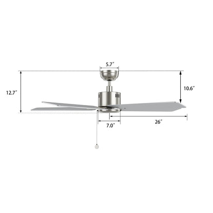 Carro Apex 52in 5-Blade Ceiling Fan | Brushed Nickel Plywood Blades | Living Room & Bedroom | 52 x 52 x 12.7 in, DC Motor | Model CFP525E5-N20-SJ-1