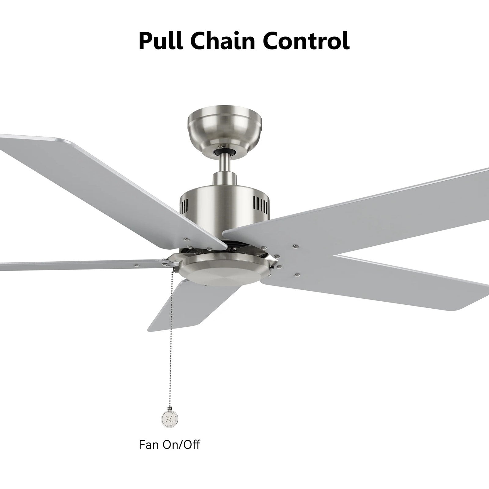 Carro Apex 52in 5-Blade Ceiling Fan | Brushed Nickel Plywood Blades | Living Room & Bedroom | 52 x 52 x 12.7 in, DC Motor | Model CFP525E5-N20-SJ-1