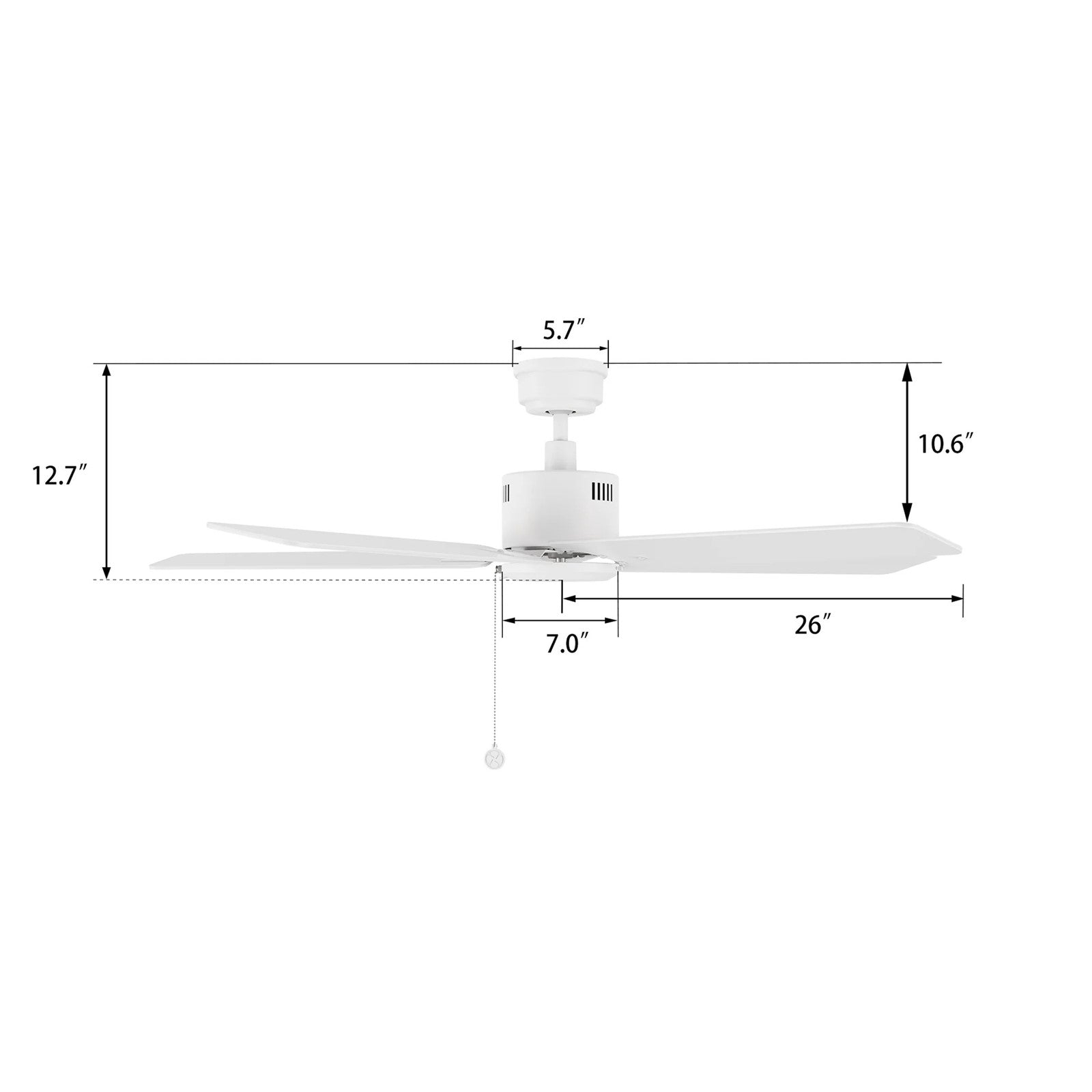 Carro Apex 52in 5-Blade Ceiling Fan | White Plywood Blades | Living Room & Bedroom | 52 x 52 x 12.7 in, DC Motor | Model CFP525E5-N20-W1-1