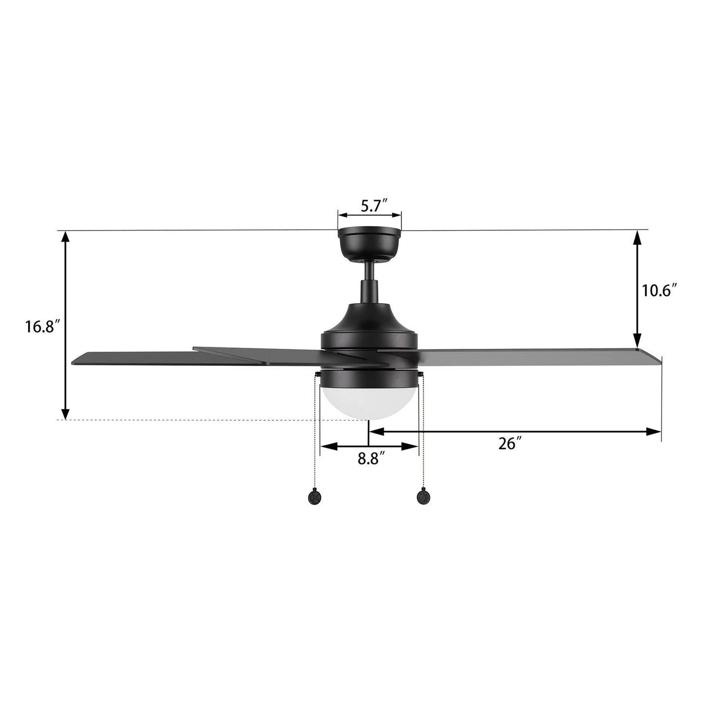 Carro Malta 52in 5-Blade Ceiling Fan | Black Plywood Blades with Integrated LED | Living Room & Bedroom | 52 x 52 x 16.8 in, DC | Model CFP525E6-L11-B2-1