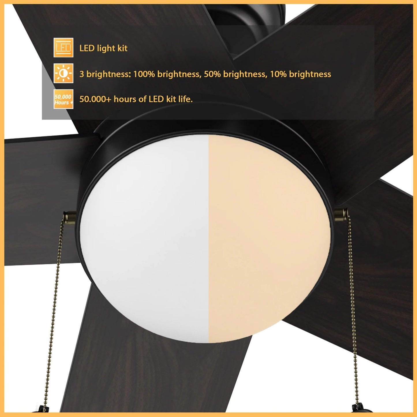 Carro Malta 52in 5-Blade Ceiling Fan | Black Plywood Blades with Integrated LED | Living Room & Bedroom | 52 x 52 x 16.8 in, DC | Model CFP525E6-L11-B2-1