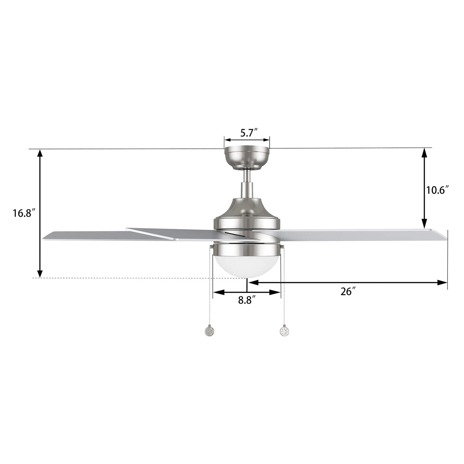 Carro Malta 52in 5-Blade Ceiling Fan | Brushed Nickel Plywood Blades with Integrated LED | Living Room & Bedroom | 52 x 52 x | Model CFP525E6-L11-SJ-1