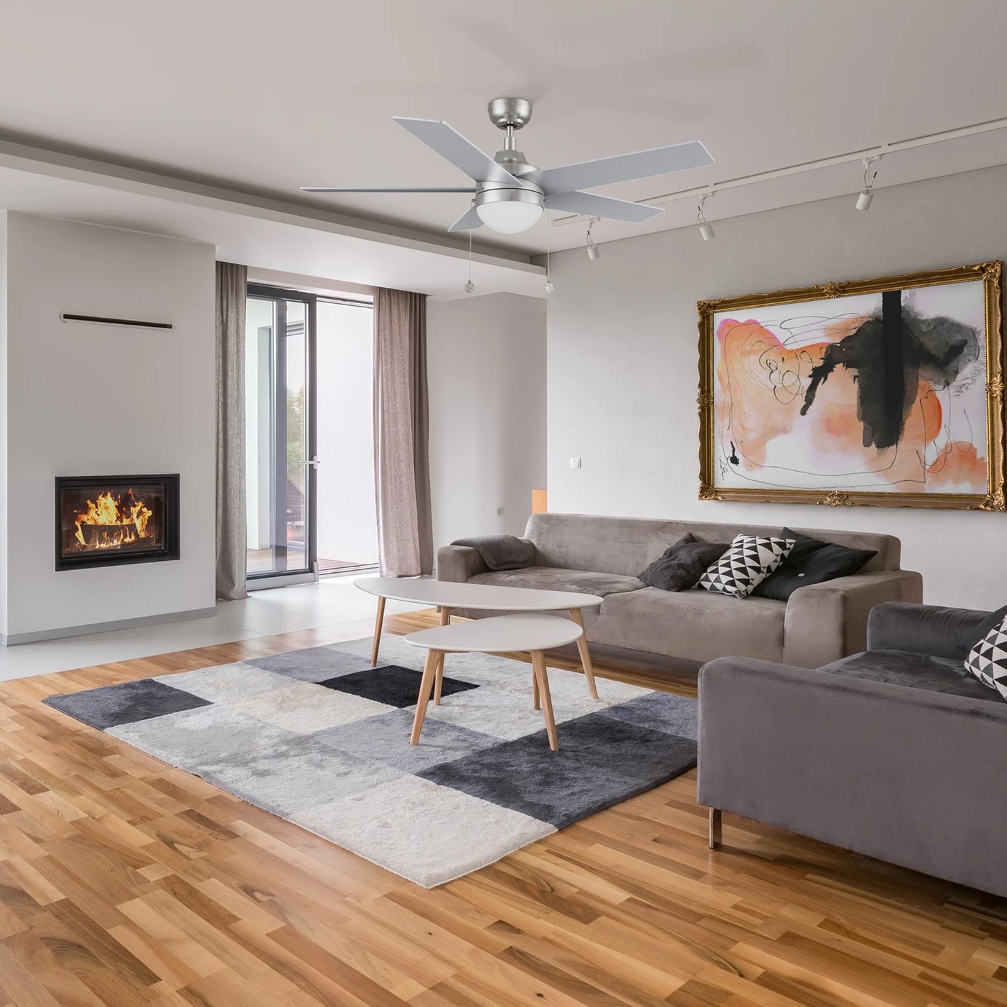 Carro Malta 52in 5-Blade Ceiling Fan | Brushed Nickel Plywood Blades with Integrated LED | Living Room & Bedroom | 52 x 52 x | Model CFP525E6-L11-SJ-1