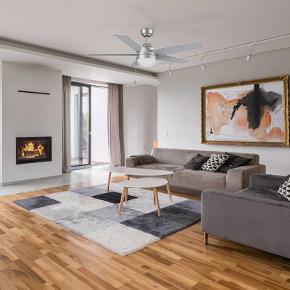 Carro Malta 52in 5-Blade Ceiling Fan | Brushed Nickel Plywood Blades with Integrated LED | Living Room & Bedroom | 52 x 52 x | Model CFP525E6-L11-SJ-1