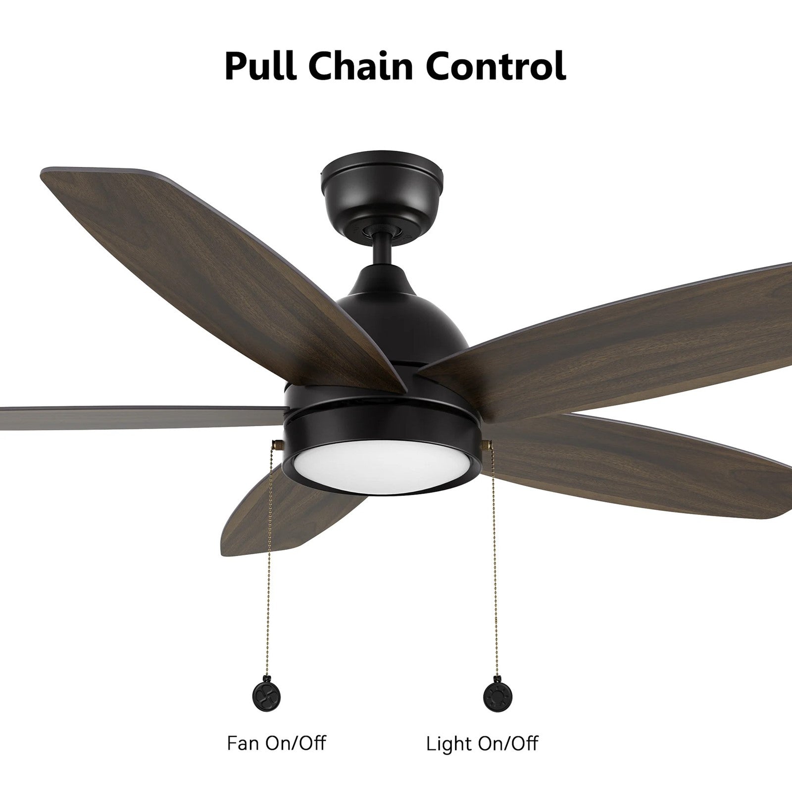 Carro Greenwood 52in 5-Blade Ceiling Fan | Black Barnwood Plywood Blades and Integrated LED | Living Room & Bedroom | 52 x 52 x | Model CFP525Q5-L11-BG-1
