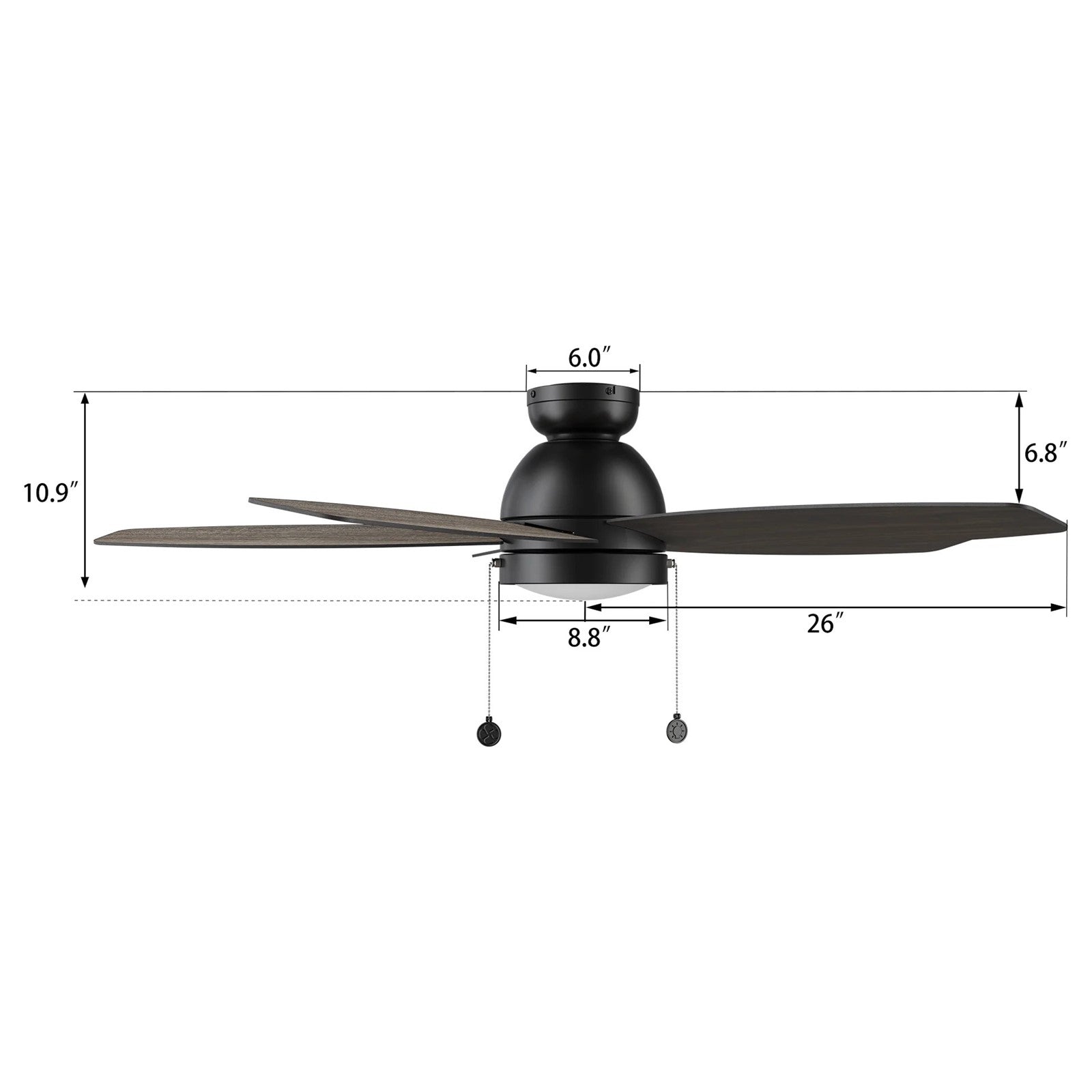 Carro Greenwood 52in 5-Blade Flush Mount Ceiling Fan | Black Barnwood Plywood Blades and Integrated LED | Living Room & | Model CFP525Q5-L11-BG-1-FM