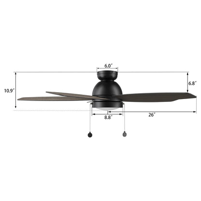 Carro Greenwood 52in 5-Blade Flush Mount Ceiling Fan | Black Barnwood Plywood Blades and Integrated LED | Living Room & | Model CFP525Q5-L11-BG-1-FM