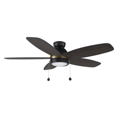 Carro Greenwood 52in 5-Blade Flush Mount Ceiling Fan | Black Gold Barnwood Plywood Blades and Integrated LED | Living Room & | Model CFP525Q5-L11-BG-1-FMA