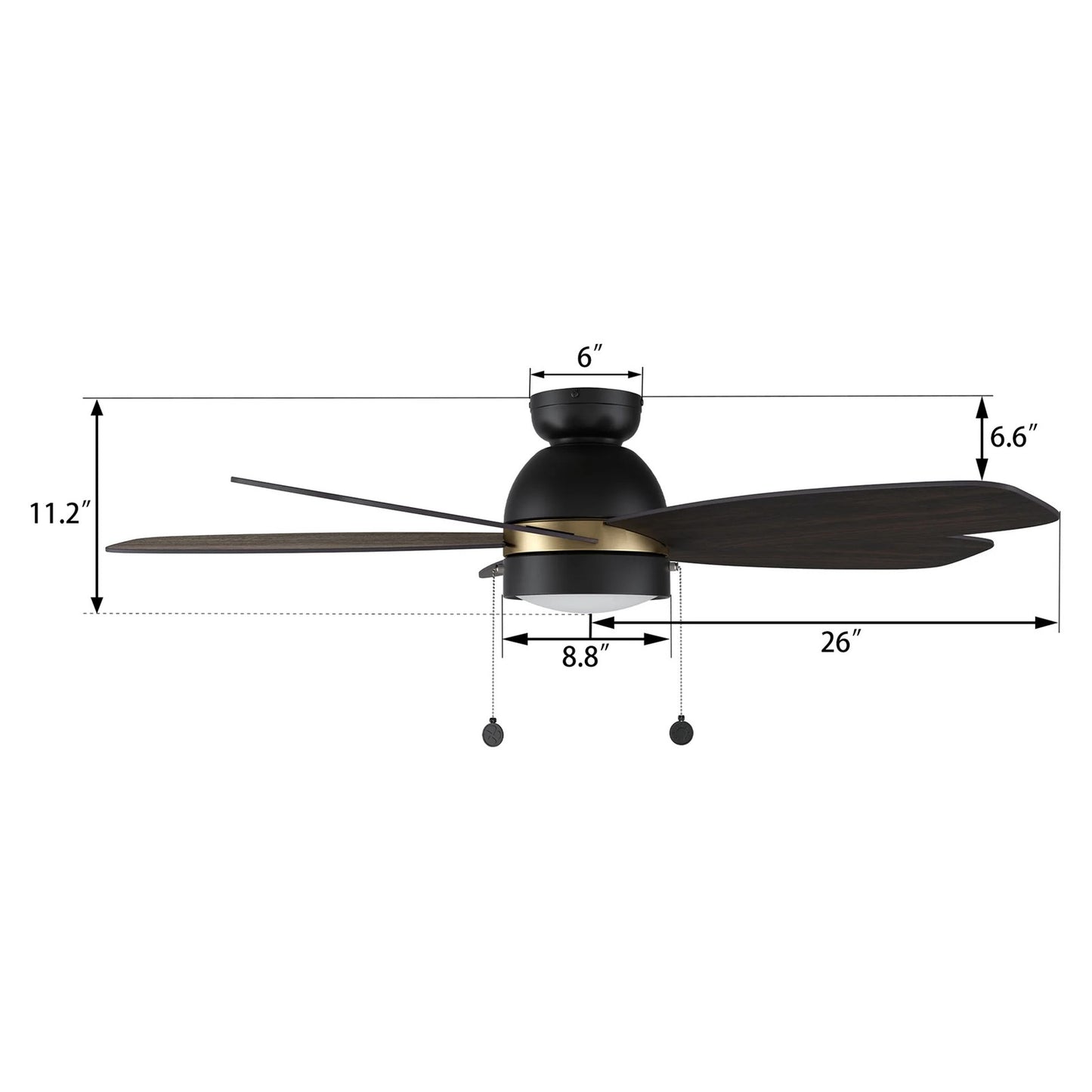 Carro Greenwood 52in 5-Blade Flush Mount Ceiling Fan | Black Gold Barnwood Plywood Blades and Integrated LED | Living Room & | Model CFP525Q5-L11-BG-1-FMA