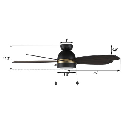 Carro Greenwood 52in 5-Blade Flush Mount Ceiling Fan | Black Gold Barnwood Plywood Blades and Integrated LED | Living Room & | Model CFP525Q5-L11-BG-1-FMA