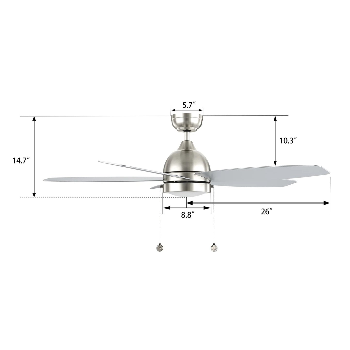Carro Greenwood 52in 5-Blade Ceiling Fan | Brushed Nickel Plywood Blades and Integrated 3500K LED | Living Room & Bedroom | 52 x | Model CFP525Q5-L11-SJ-1