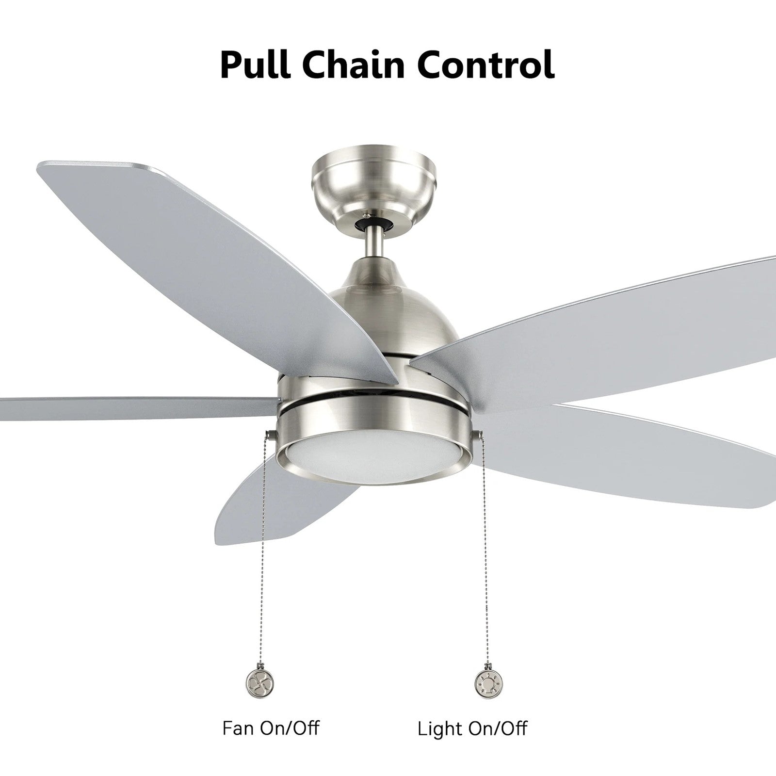 Carro Greenwood 52in 5-Blade Ceiling Fan | Brushed Nickel Plywood Blades and Integrated 3500K LED | Living Room & Bedroom | 52 x | Model CFP525Q5-L11-SJ-1