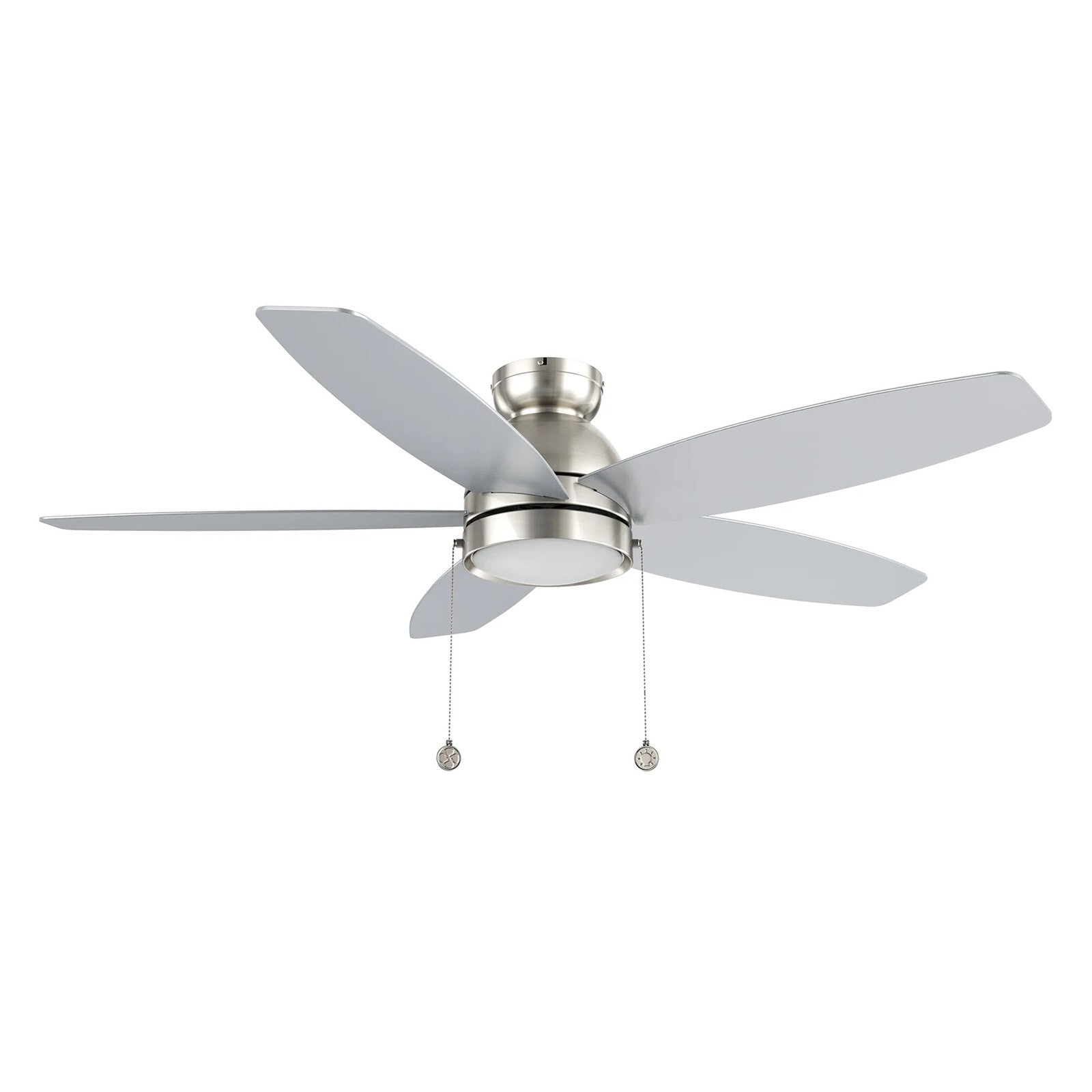 Carro Greenwood 52in Flush Mount 5-Blade Ceiling Fan | Brushed Nickel Plywood Blades and Integrated 3500K LED | Low Ceiling | Model CFP525Q5-L11-SJ-1-FM