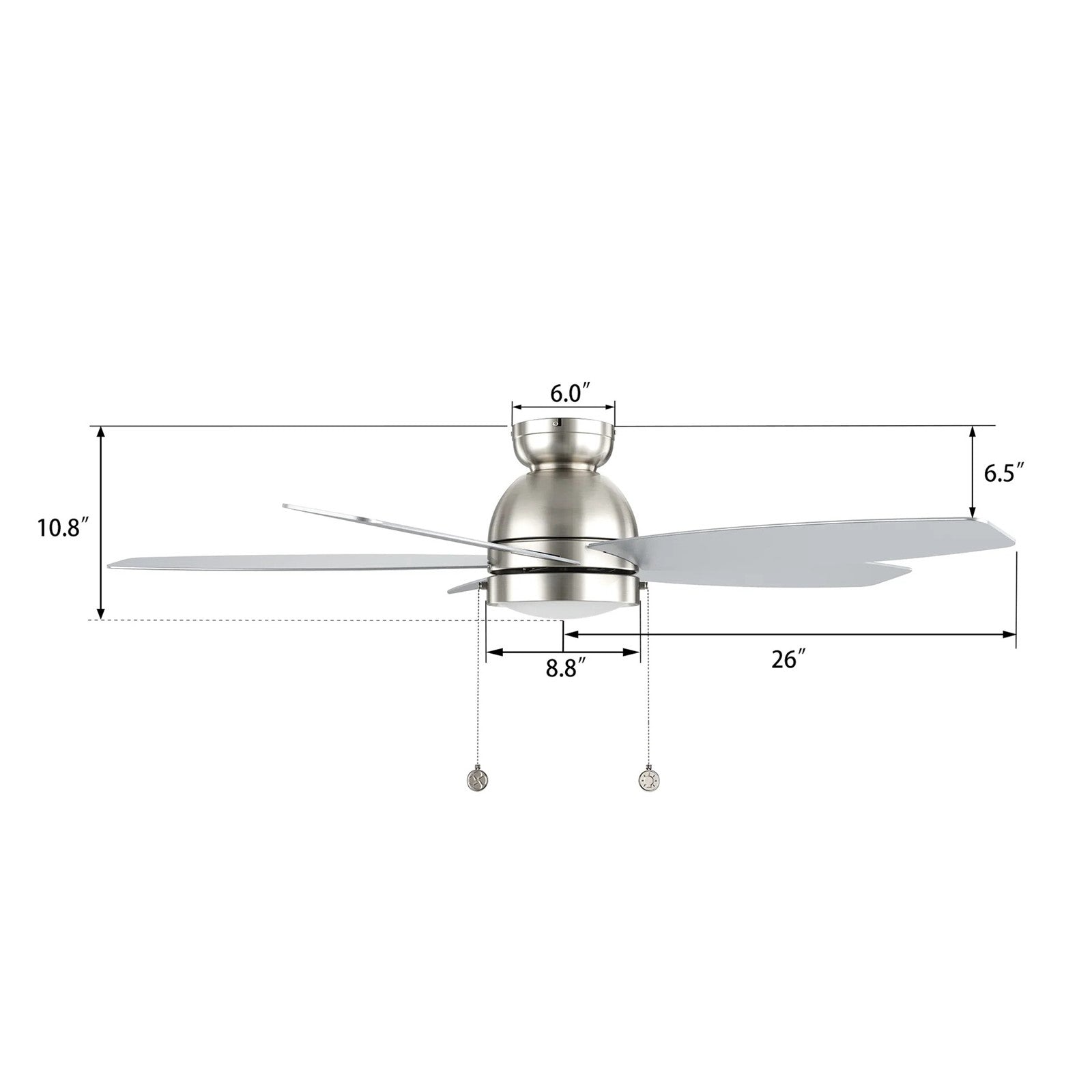 Carro Greenwood 52in Flush Mount 5-Blade Ceiling Fan | Brushed Nickel Plywood Blades and Integrated 3500K LED | Low Ceiling | Model CFP525Q5-L11-SJ-1-FM