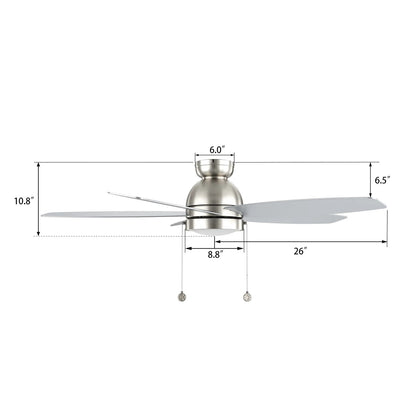 Carro Greenwood 52in Flush Mount 5-Blade Ceiling Fan | Brushed Nickel Plywood Blades and Integrated 3500K LED | Low Ceiling | Model CFP525Q5-L11-SJ-1-FM