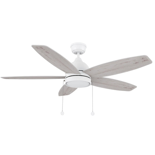 Carro Greenwood 52in 5-Blade Ceiling Fan | White Plywood Blades and Integrated 3500K LED | Living Room & Bedroom | 52 x 52 x | Model CFP525Q5-L11-WP-1