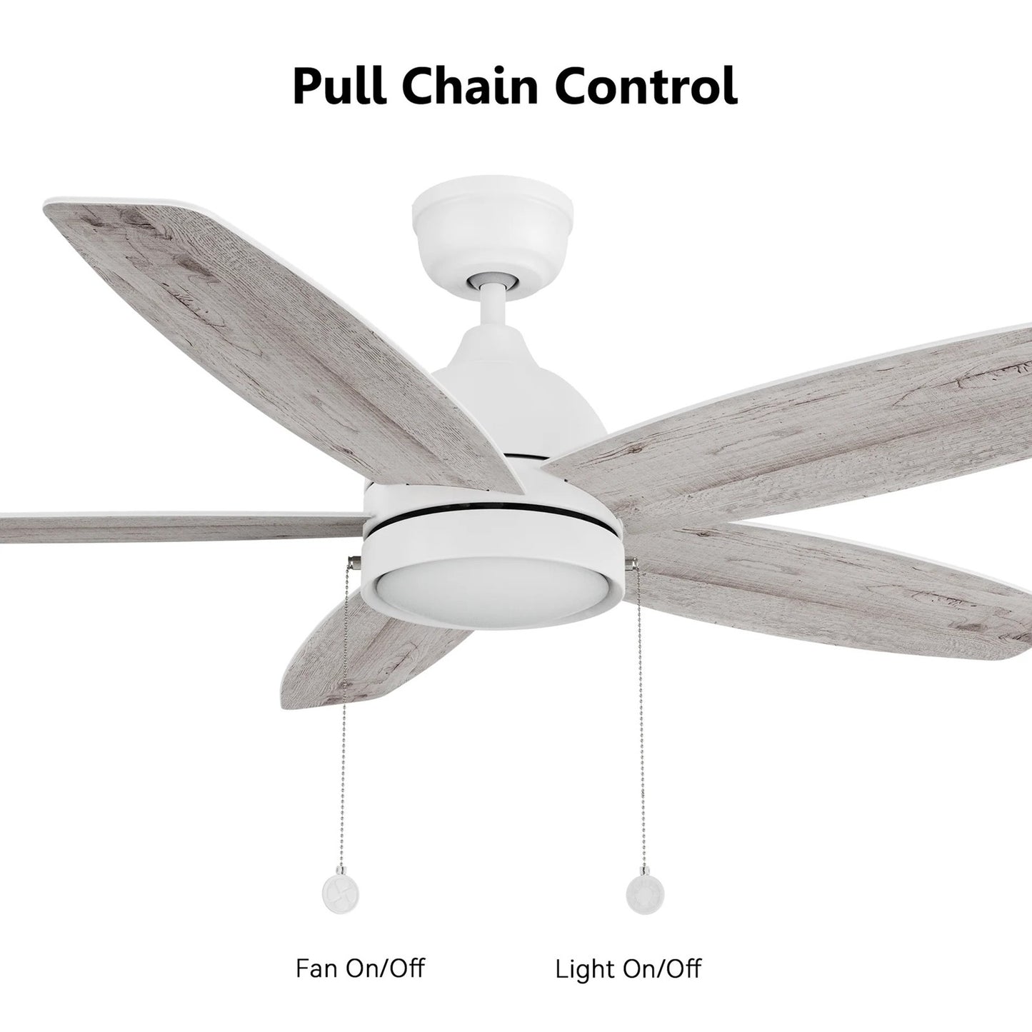 Carro Greenwood 52in 5-Blade Ceiling Fan | White Plywood Blades and Integrated 3500K LED | Living Room & Bedroom | 52 x 52 x | Model CFP525Q5-L11-WP-1