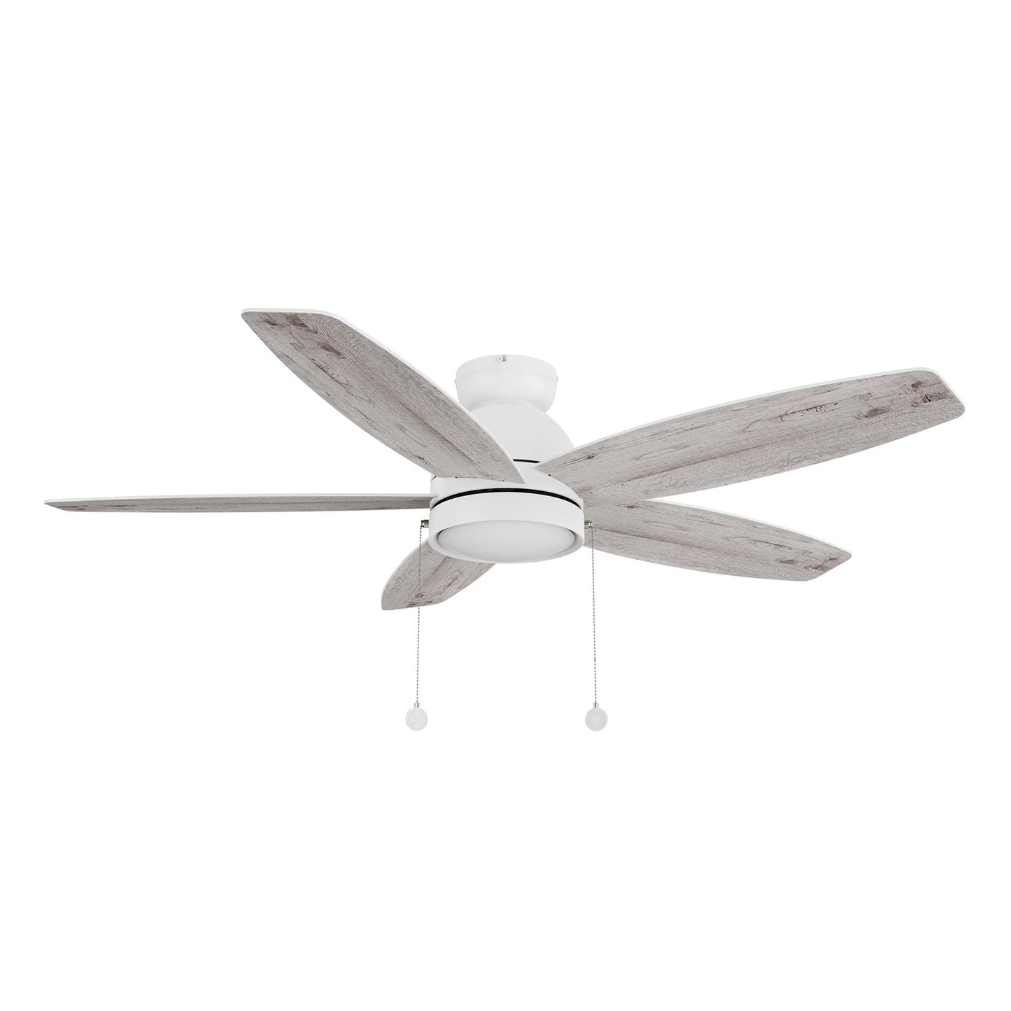 Carro Greenwood 52in Flush Mount 5-Blade Ceiling Fan | White Plywood Blades and Integrated 3500K LED | Low Ceiling Living | Model CFP525Q5-L11-WP-1-FM