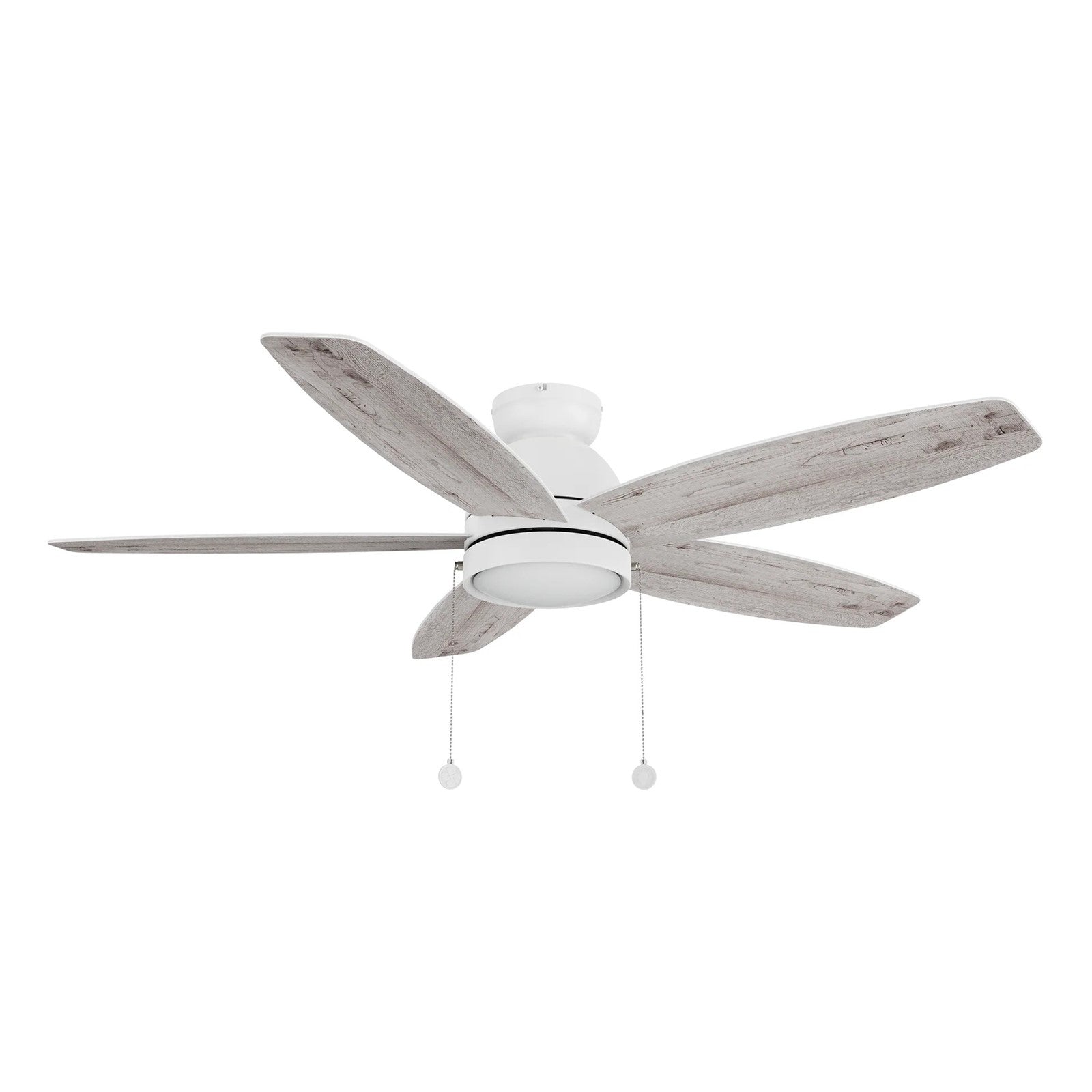 Carro Greenwood 52in Flush Mount 5-Blade Ceiling Fan | White Plywood Blades and Integrated 3500K LED | Low Ceiling Living | Model CFP525Q5-L11-WP-1-FM