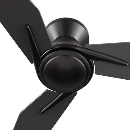Carro Leon 44in 3-Blade Flush Mount Ceiling Fan | Modern Black and Plywood | Living Room & Bedroom | 44 x 44 x 9.8 in | Model CFR443J3-N10-B2-1-FM