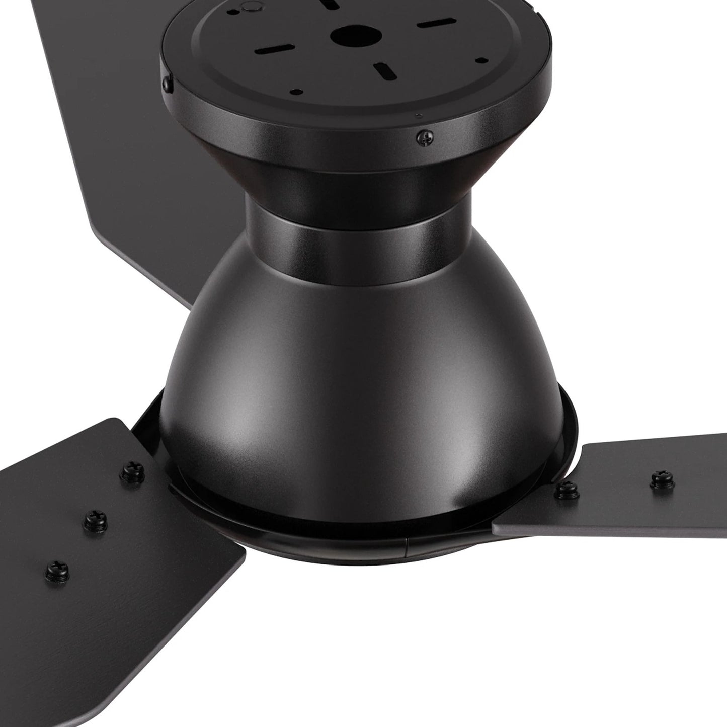 Carro Leon 44in 3-Blade Flush Mount Ceiling Fan | Modern Black and Plywood | Living Room & Bedroom | 44 x 44 x 9.8 in | Model CFR443J3-N10-B2-1-FM
