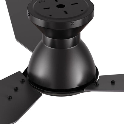 Carro Leon 44in 3-Blade Flush Mount Ceiling Fan | Modern Black and Plywood | Living Room & Bedroom | 44 x 44 x 9.8 in | Model CFR443J3-N10-B2-1-FM