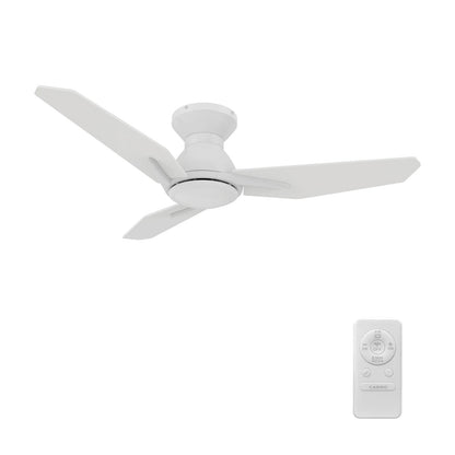 Carro Leon 44in 3-Blade Flush Mount Ceiling Fan | Modern White and Plywood | Living Room & Bedroom | 44 x 44 x 9.8 in | Model CFR443J3-N10-W1-1-FM
