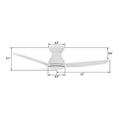 Carro Leon 44in 3-Blade Flush Mount Ceiling Fan | Modern White and Plywood | Living Room & Bedroom | 44 x 44 x 9.8 in | Model CFR443J3-N10-W1-1-FM