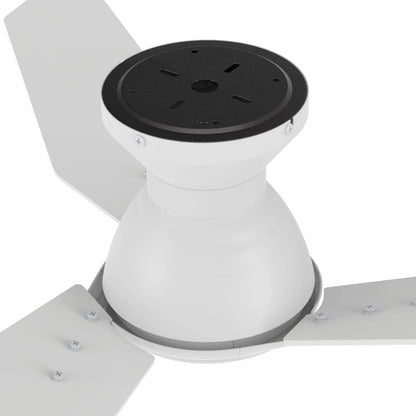 Carro Leon 44in 3-Blade Flush Mount Ceiling Fan | Modern White and Plywood | Living Room & Bedroom | 44 x 44 x 9.8 in | Model CFR443J3-N10-W1-1-FM