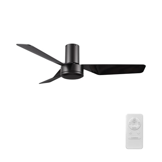 Carro Caerus 44in 3-Blade Flush Mount Ceiling Fan | Modern Black and ABS | Living Room & Bedroom | 44 x 44 x 10 in | Model CFR443N2-N10-B2-1-FM