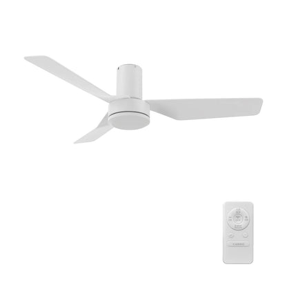Carro Caerus 44in 3-Blade Flush Mount Ceiling Fan | Modern White and ABS | Living Room & Bedroom | 44 x 44 x 10 in | Model CFR443N2-N10-W1-1-FM